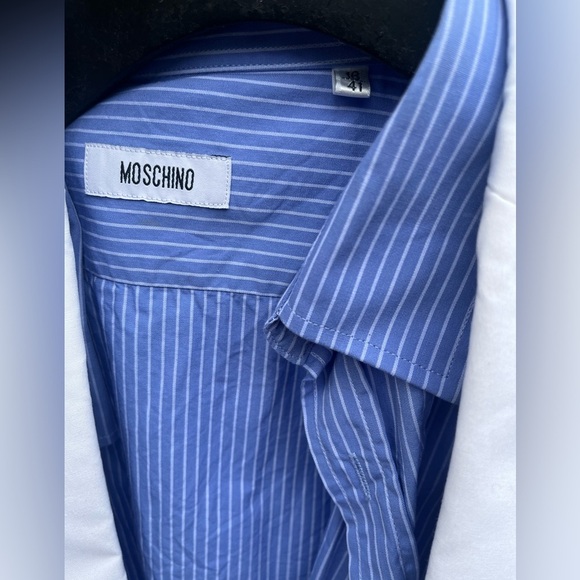 - Moschino Oxford Blue Dress Shirt long sleeve men’s Sz Large 41 - Picture 4 of 7